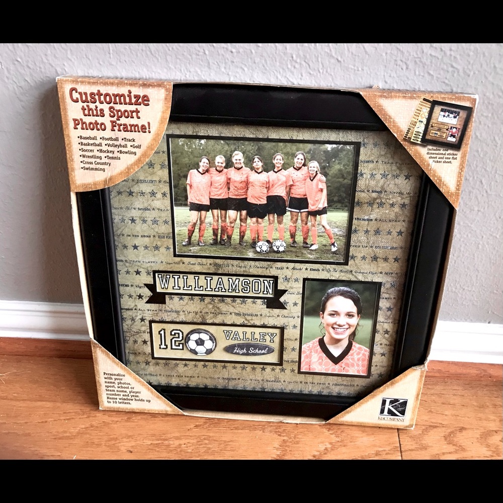 NWT Customize Sport Photo Frame. Size: 14”x14”.